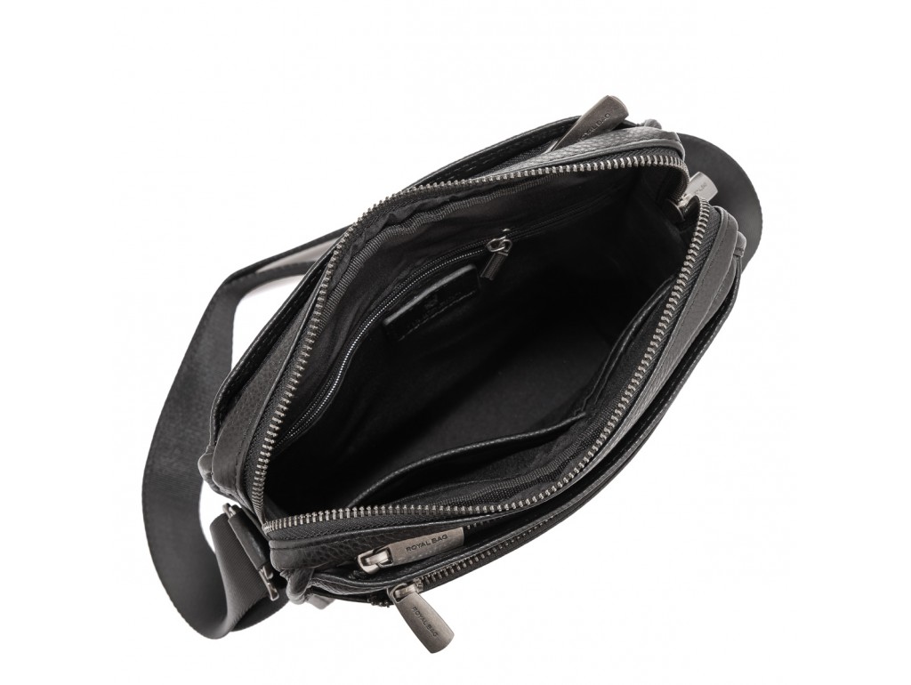 Мужская средняя кожаная черная сумка через плечо Royal Bag RB287891 - Royalbag