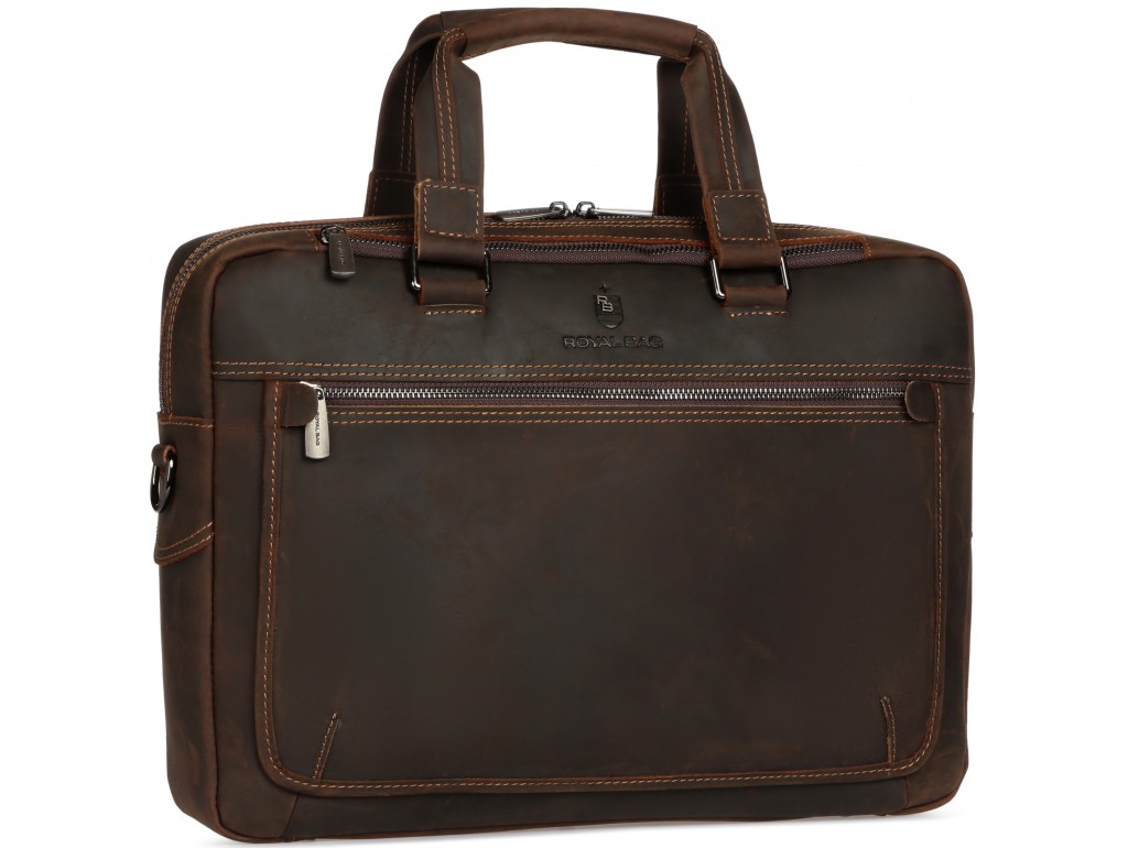 Сумка для ноутбука коричнева натуральна шкіра Royal Bag RB005R - Royalbag Фото 1
