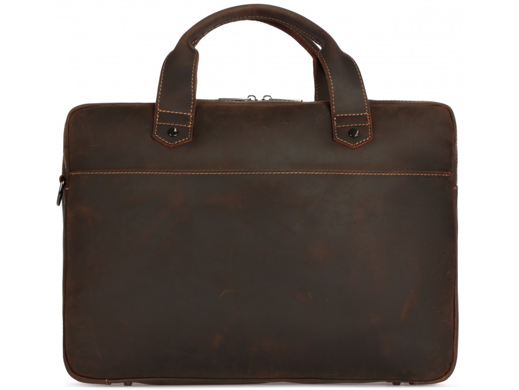 Чоловіча сумка на 2 відділа для ноутбука темно-коричнева Royal Bag RB012R - Royalbag