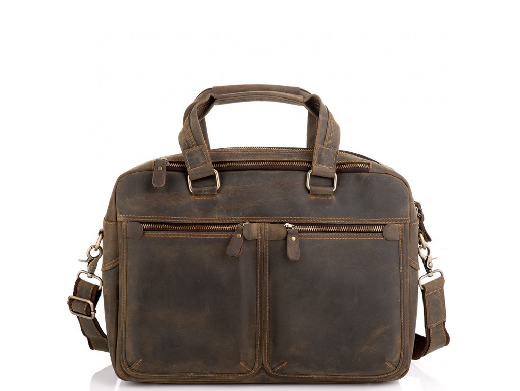Вінтажна сумка для ноутбука коричнева Tiding Bag D4-001G - Royalbag
