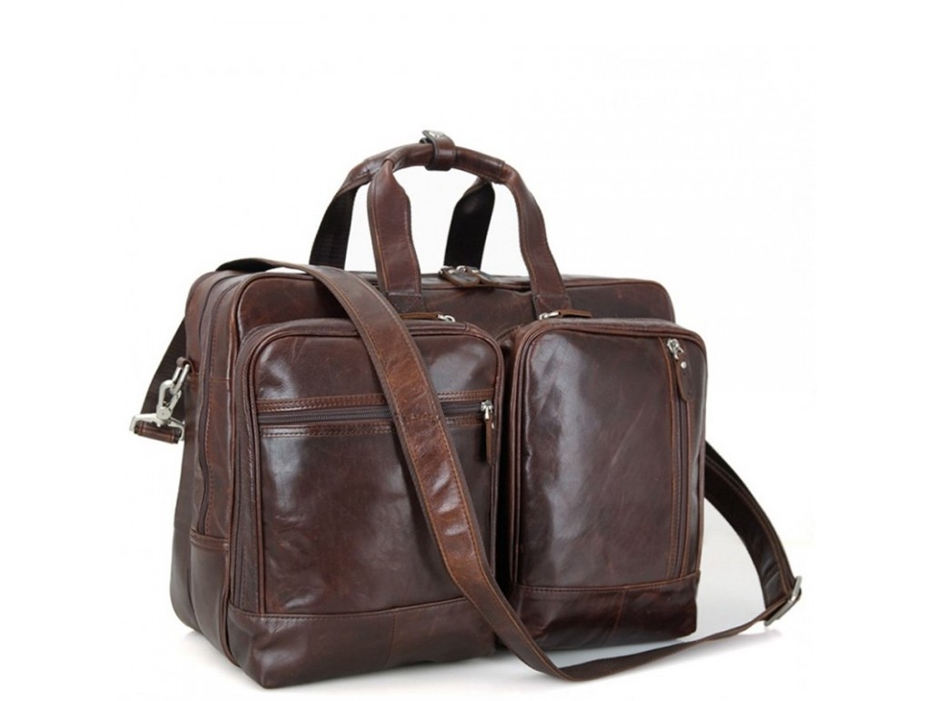 Мужская дорожная деловая кожаная сумка с карманами Tiding Bag 7343C - Royalbag Фото 1