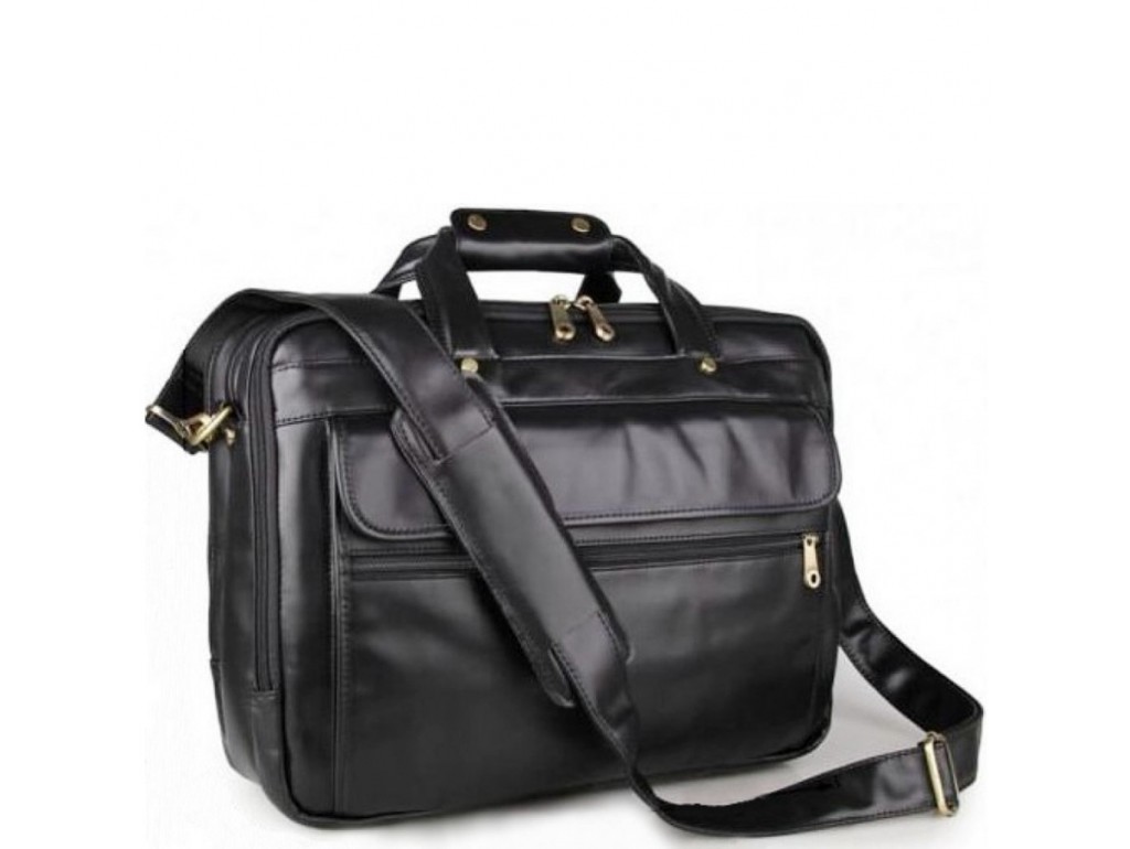 Мужская кожаная сумка-портфель на три отдела для документов и ноутбука Jasper & Maine 7146A - Royalbag Фото 1