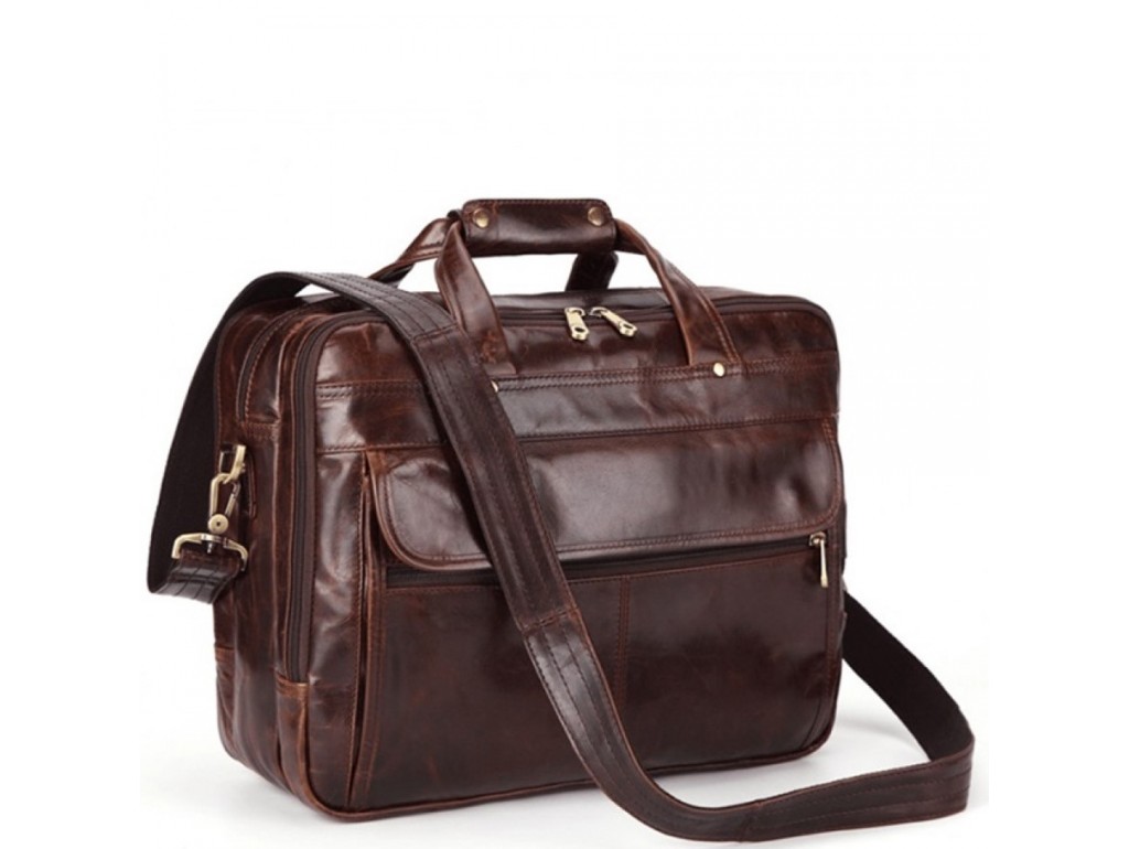 Кожаная сумка-портфель вместительная дорожная Jasper&Maine 7146C - Royalbag Фото 1