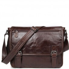 Кожаная мужская сумка через плечо темно-коричневая Jasper&Maine 7022C - Royalbag Фото 2