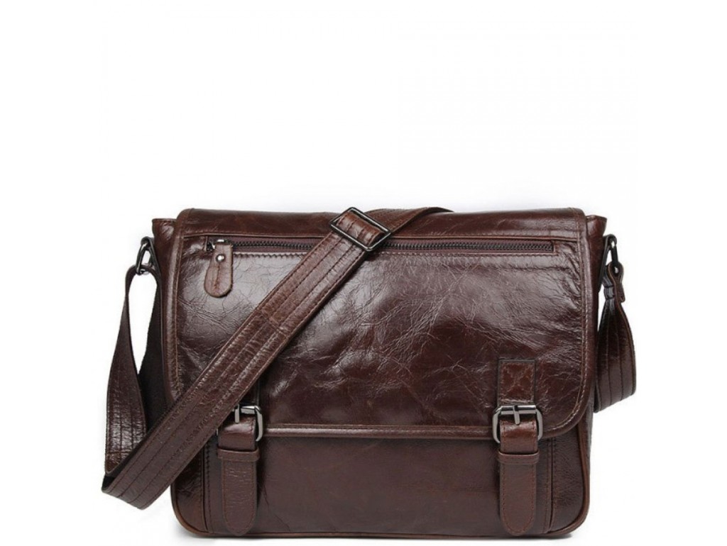 Кожаная мужская сумка через плечо темно-коричневая Jasper&Maine 7022C - Royalbag Фото 1