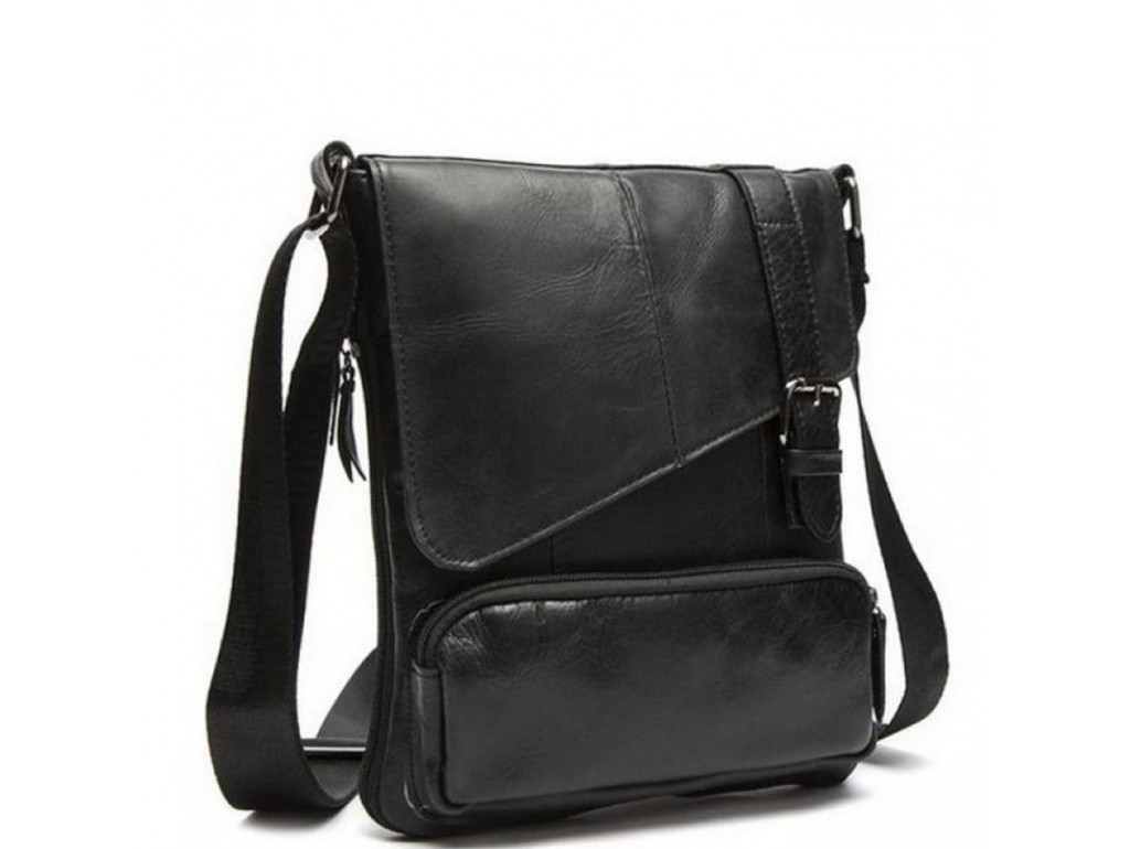 Мужская сумка из натуральной фактурной кожи черного цвета BEXHILL BX8239A - Royalbag Фото 1