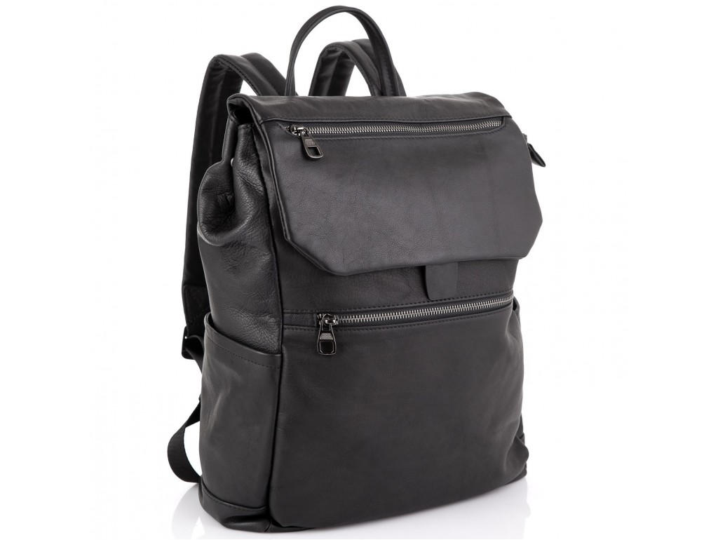Мужской кожаный рюкзак черный Tiding Bag 303A - Royalbag Фото 1