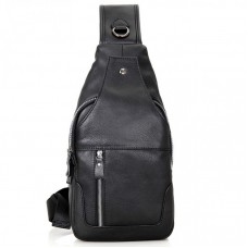 Кожаный черный слинг Tiding Bag 4004A - Royalbag