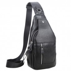 Кожаный черный слинг Tiding Bag 4004A - Royalbag