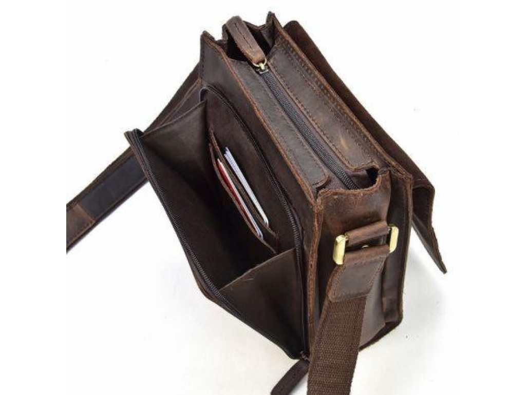 Мужская сумка-мессенджер через плечо из натуральной кожи крейзи Tiding Bag 7055B-1 - Royalbag