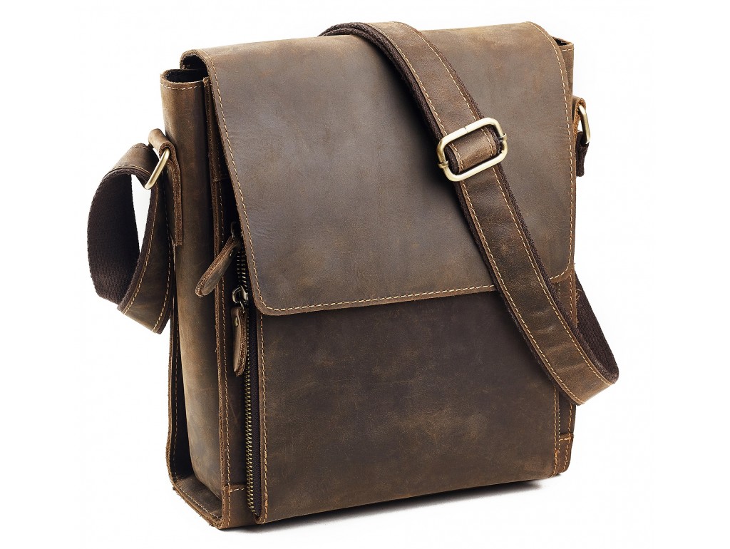 Чоловіча сумка-месенджер через плече з натуральної шкіри крейзі Tiding Bag 7055B-1 - Royalbag Фото 1