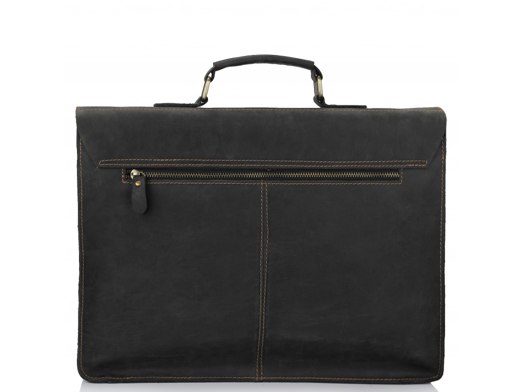 Классический мужской кожаный портфель черный Tiding Bag 7105A - Royalbag