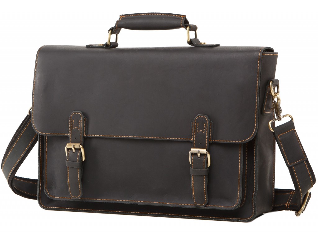 Мужской кожаный портфель с отделом для ноутбука Tiding Bag 7205A - Royalbag Фото 1