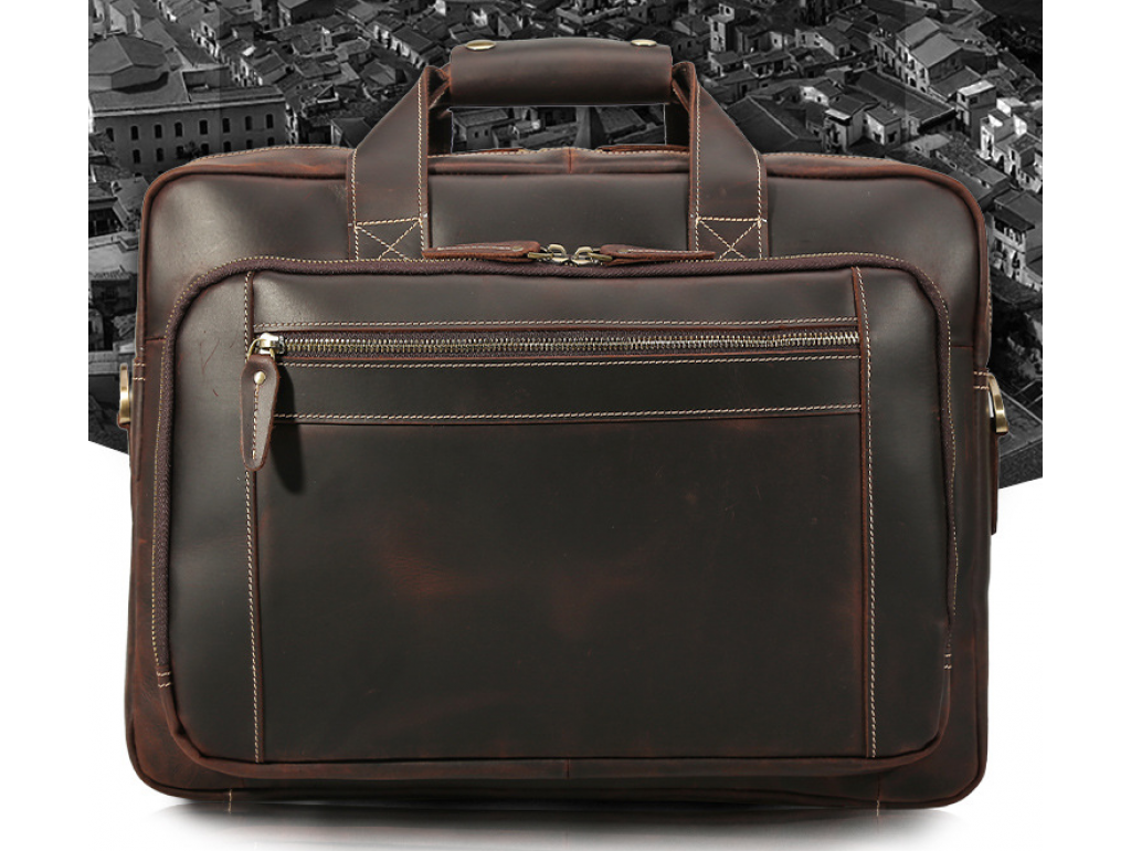 Мужская кожаная деловая сумка для поездок  Tiding Bag 7367R - Royalbag