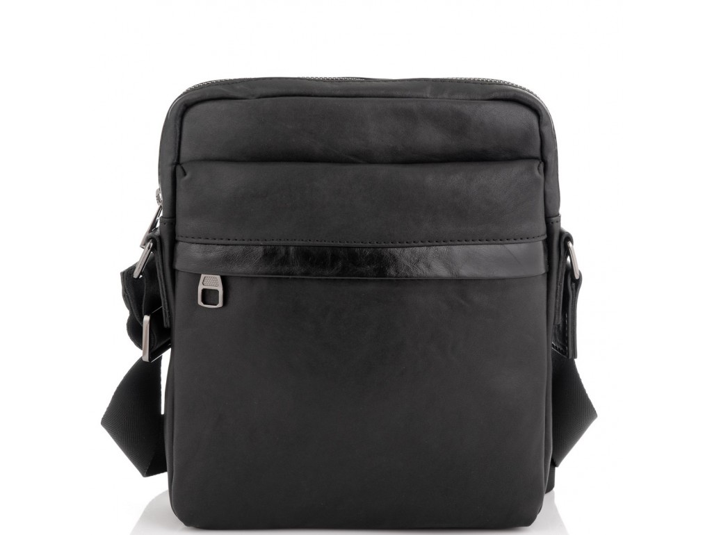 Класична чоловіча шкіряна сумка через плече чорна Tiding Bag 8721A - Royalbag