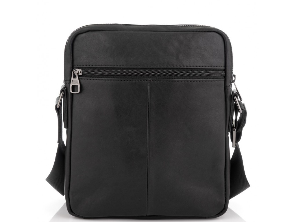  Классическая мужская кожаная сумка через плечо черная Tiding Bag 8721A - Royalbag