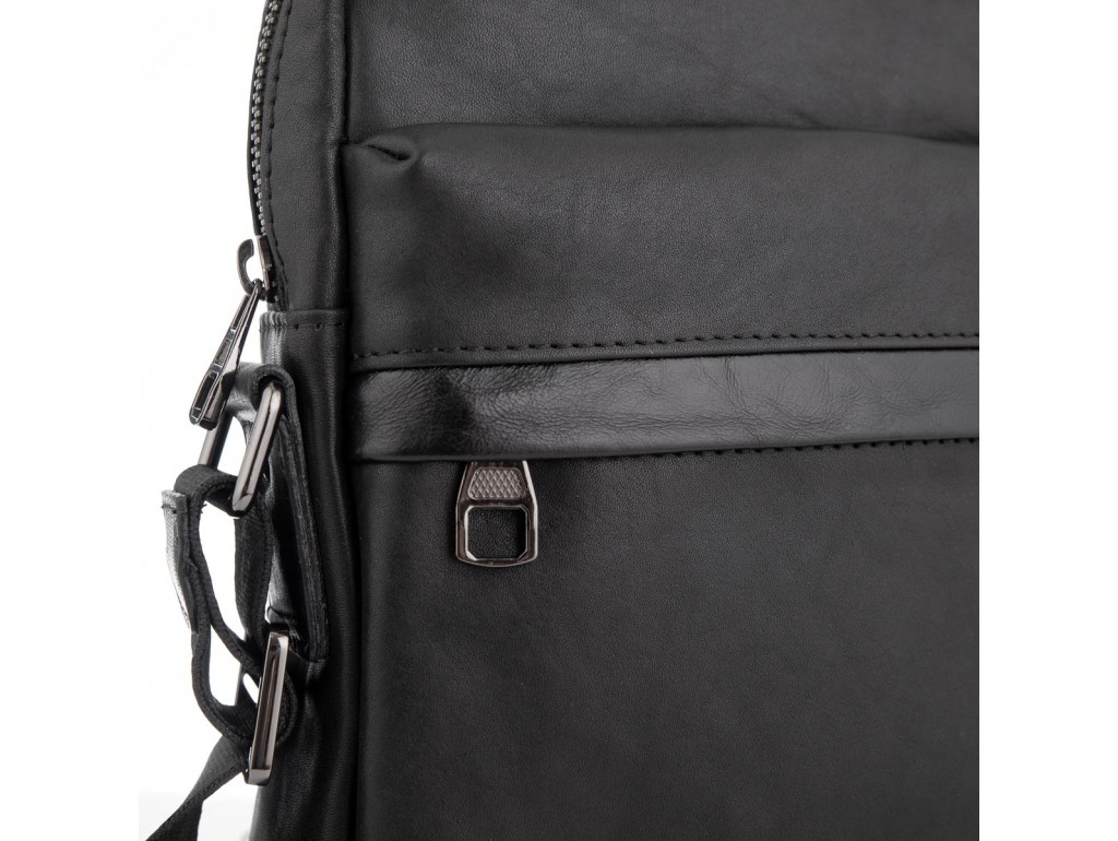  Классическая мужская кожаная сумка через плечо черная Tiding Bag 8721A - Royalbag