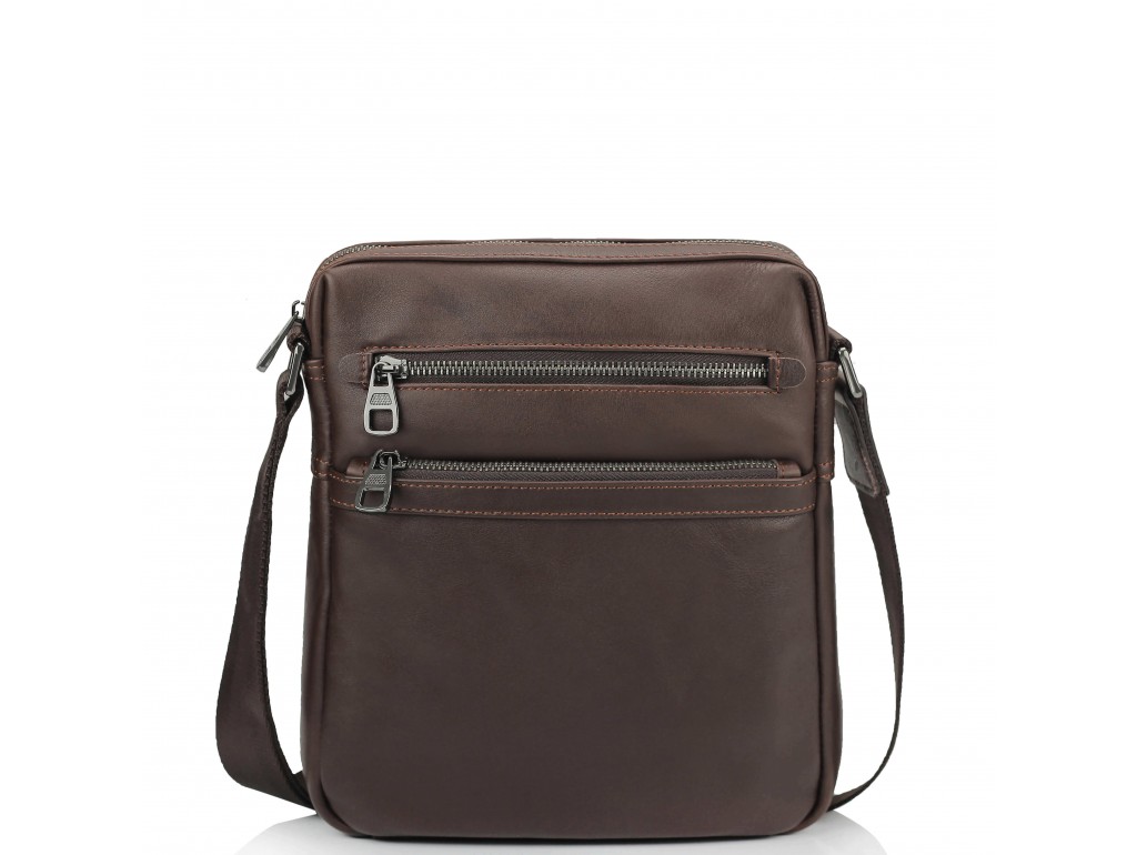 Мужская кожаная сумка через плечо коричневая Tiding Bag 9830B - Royalbag