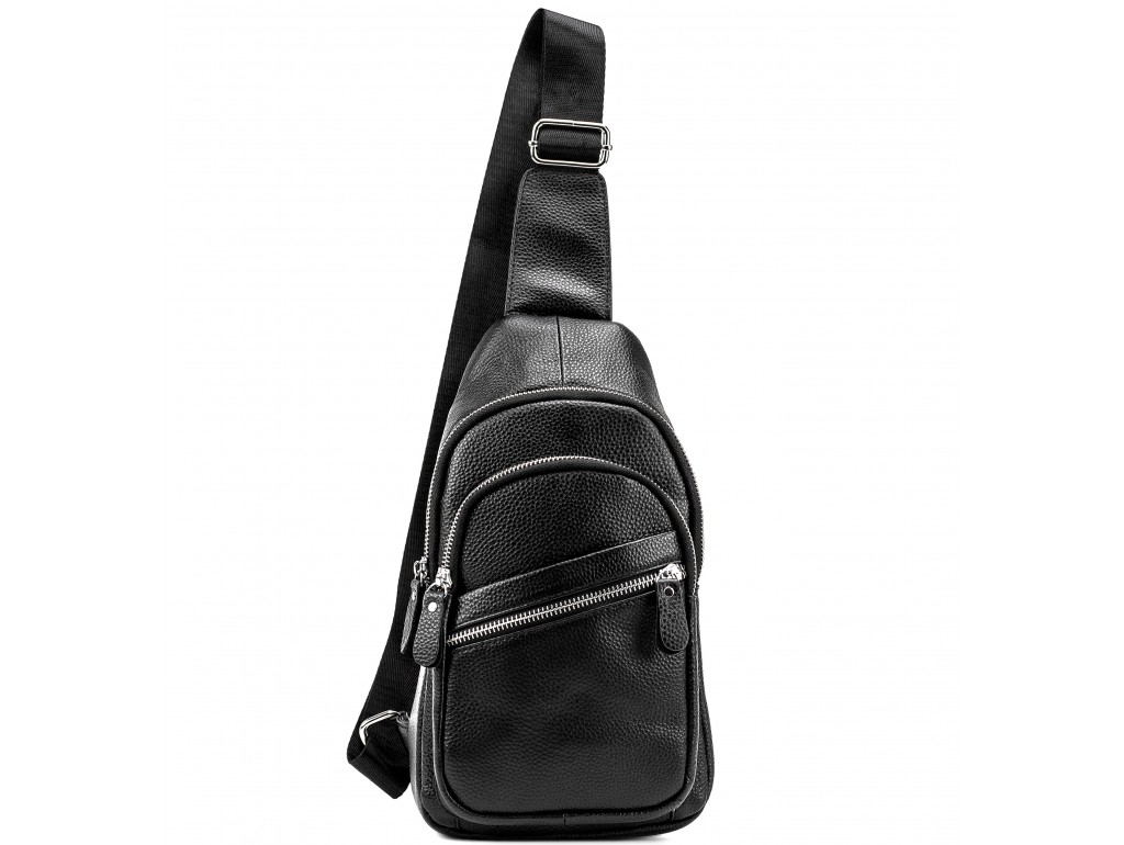 Мужской черный кожаный слинг Tiding Bag A25-5424A - Royalbag
