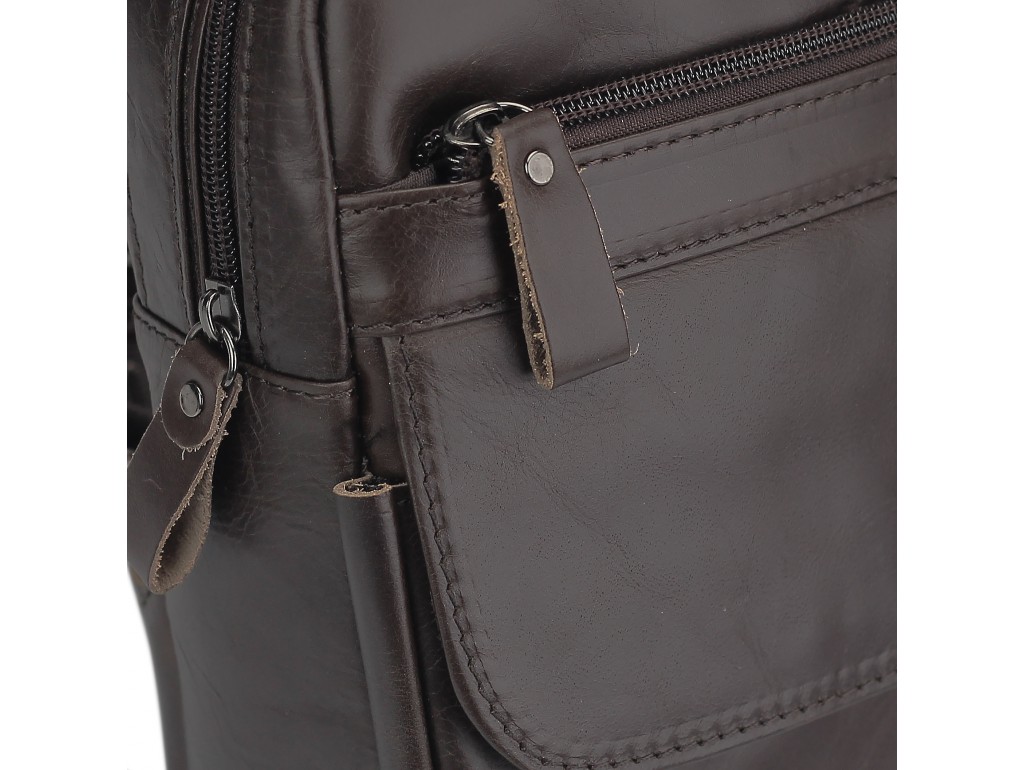 Мужская кожаная сумка-слинг коричневая Tiding Bag A25F-003B - Royalbag