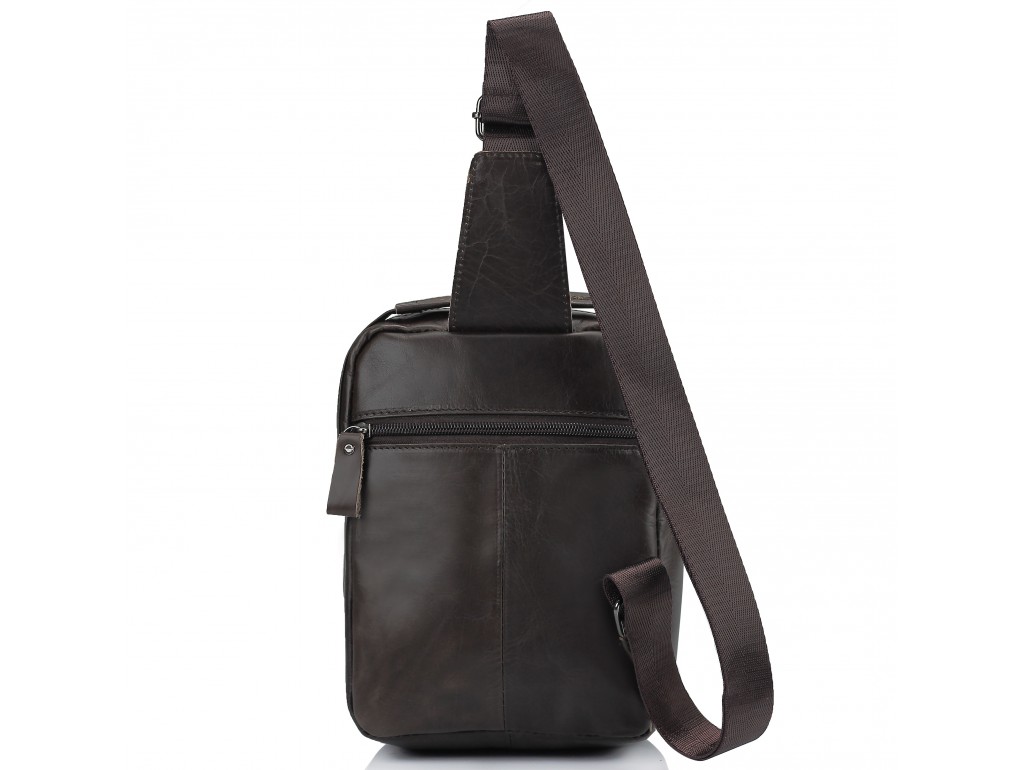 Мужская кожаная сумка-слинг коричневая Tiding Bag A25F-003B - Royalbag