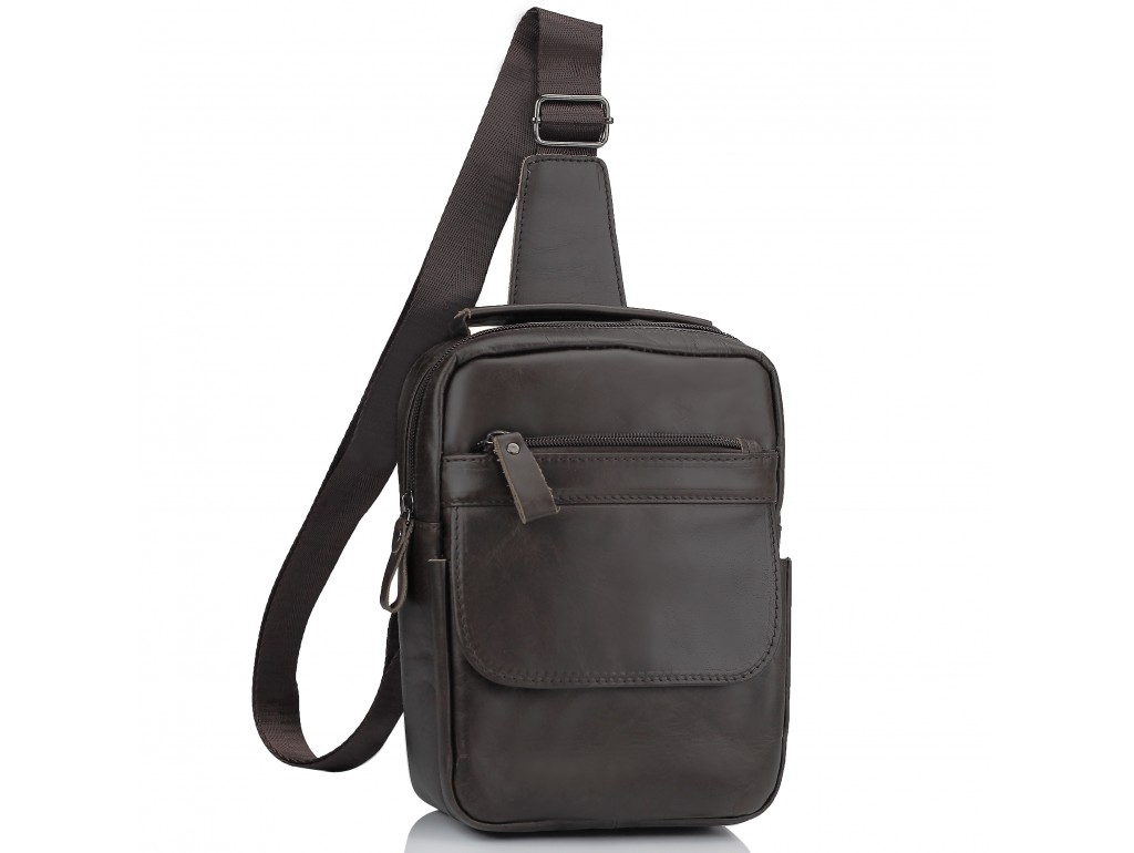 Чоловіча шкіряна сумка-слінг коричнева Tiding Bag A25F-003B - Royalbag Фото 1