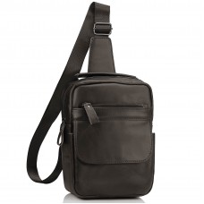 Мужская кожаная сумка-слинг темно-коричневая Tiding Bag A25F-003DB - Royalbag