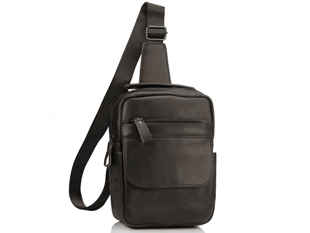 Чоловіча шкіряна сумка-слінг темно-коричнева Tiding Bag A25F-003DB - Royalbag Фото 1