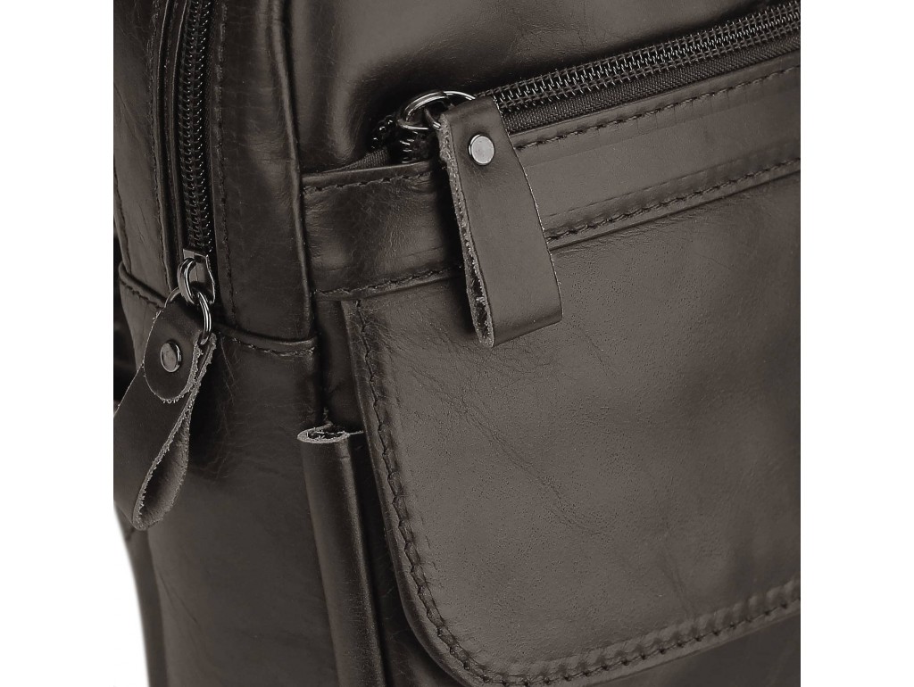 Мужская кожаная сумка-слинг темно-коричневая Tiding Bag A25F-003DB - Royalbag