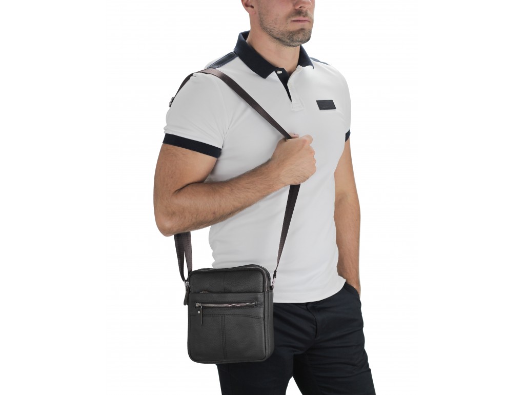 Мессенджер через плечо мужской кожаный коричневый Tiding Bag A25F-007B - Royalbag
