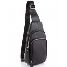 Кожаный черный слинг через плечо Tiding Bag A25F-5058A - Royalbag
