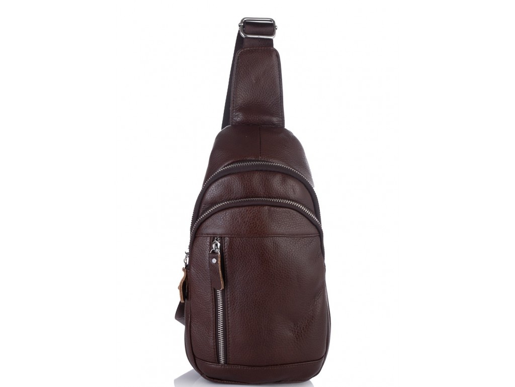 Мужской кожаный слинг через плечо коричневый Tiding Bag A25F-5427B - Royalbag