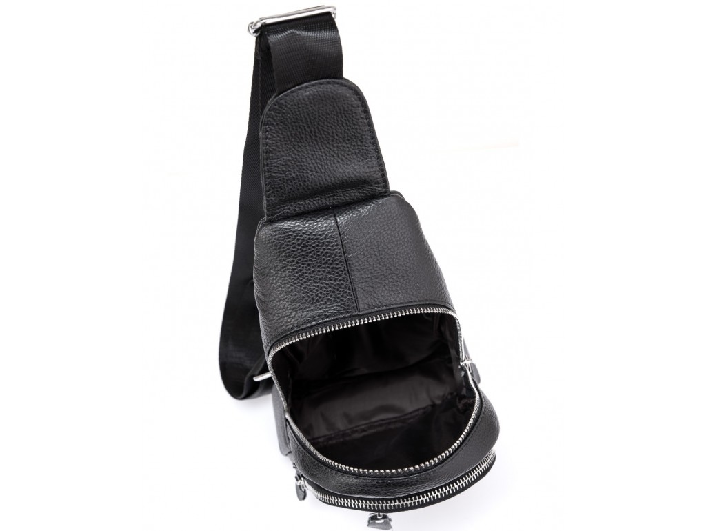 Мужской кожаный черный слинг на плечо Tiding Bag A25F-5605A - Royalbag