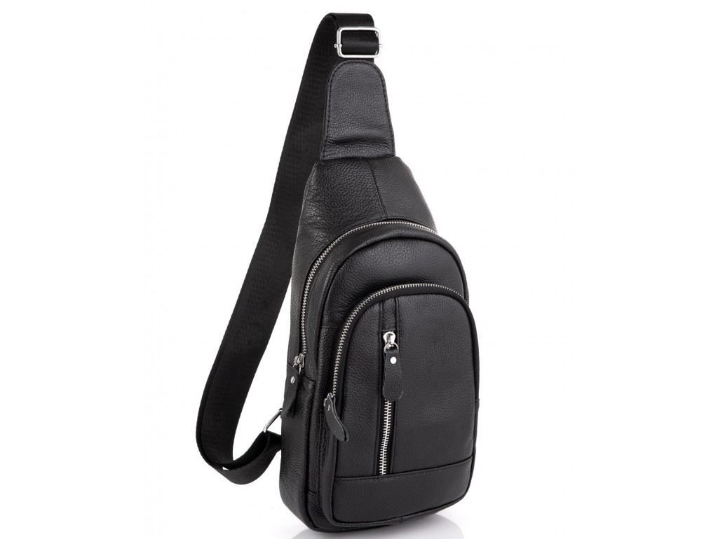 Мужской кожаный черный слинг на плечо Tiding Bag A25F-5605A - Royalbag Фото 1