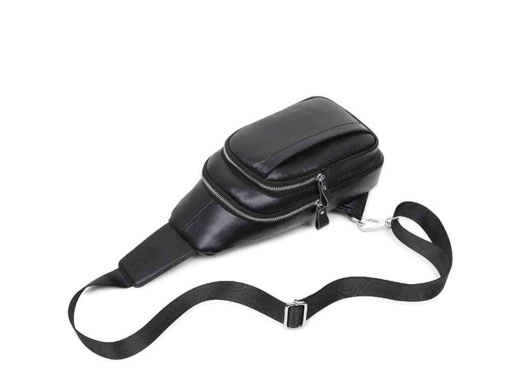 Мужской кожаный черный слинг на плечо Tiding Bag A25F-6601A - Royalbag