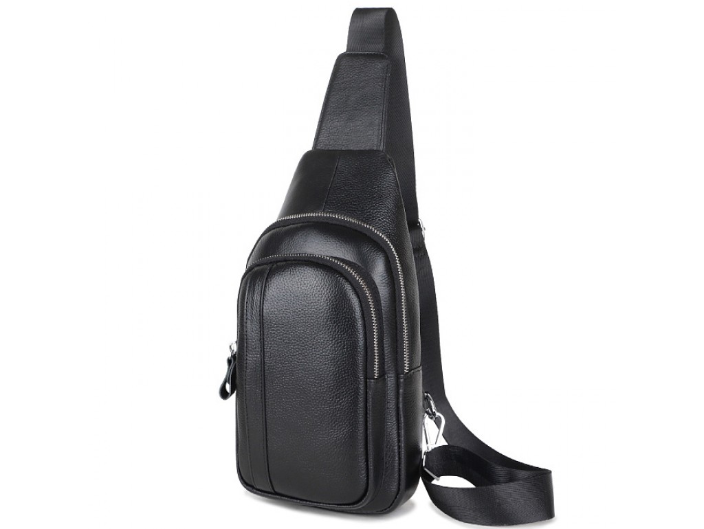 Мужской кожаный черный слинг на плечо Tiding Bag A25F-6601A - Royalbag