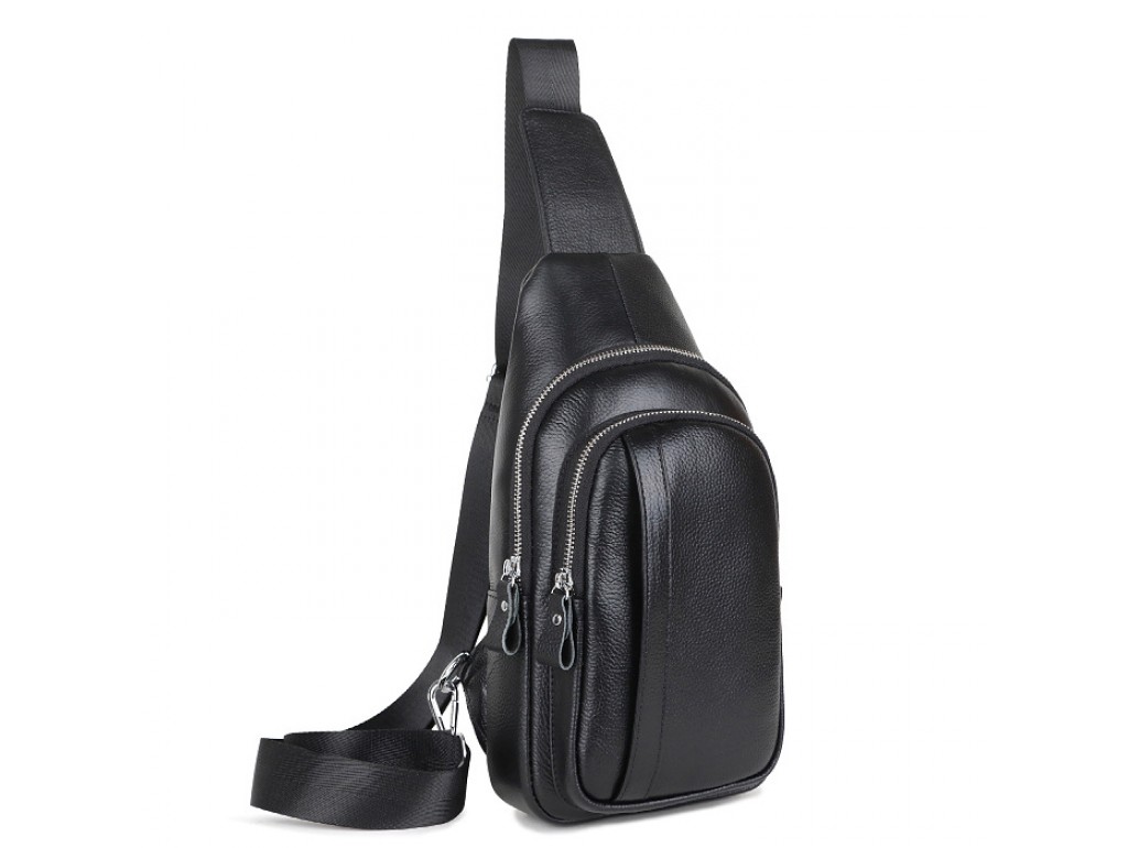 Мужской кожаный черный слинг на плечо Tiding Bag A25F-6601A - Royalbag Фото 1