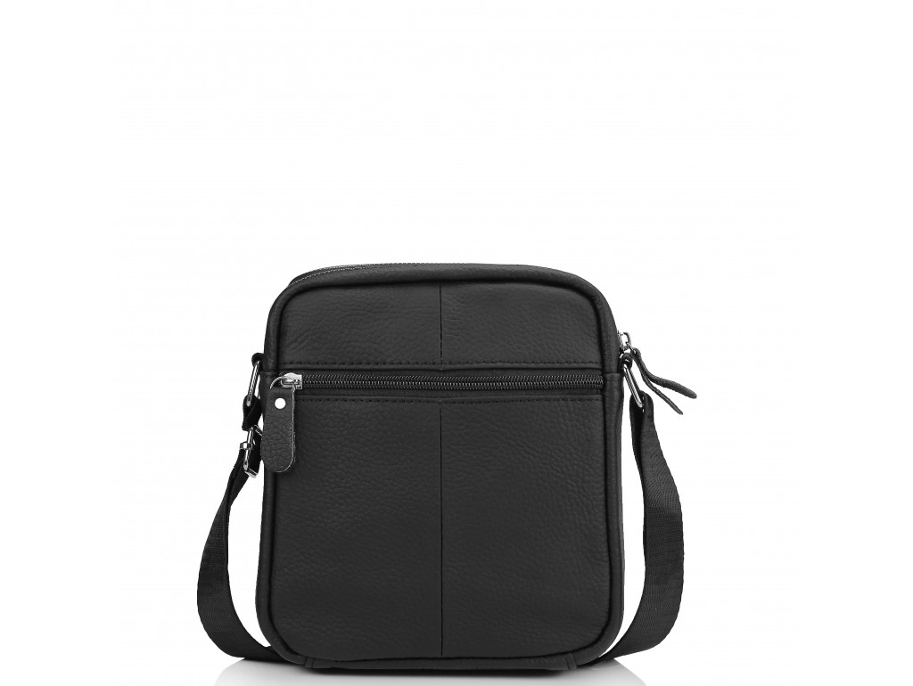 Мужская кожаная сумка через плечо маленькая черная Tiding Bag A25F-8017A - Royalbag