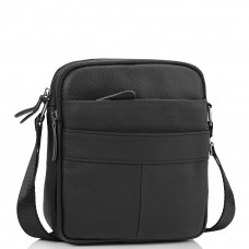 Мужская кожаная сумка через плечо маленькая черная Tiding Bag A25F-8017A - Royalbag Фото 2