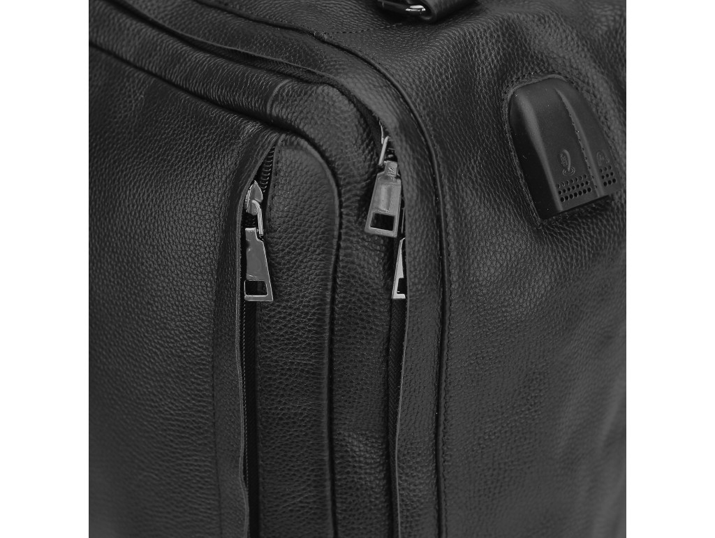 Мужской кожаный черный рюкзак для ноутбука Tiding Bag A25F-8834A - Royalbag