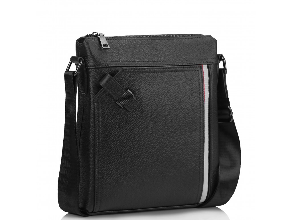 Мужская кожаная сумка через плечо черная Tiding Bag A25F-8867A - Royalbag Фото 1