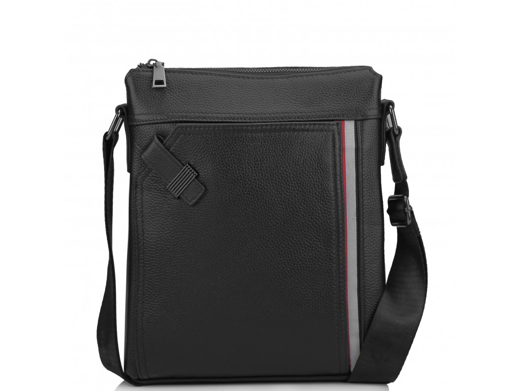 Мужская кожаная сумка через плечо черная Tiding Bag A25F-8867A - Royalbag