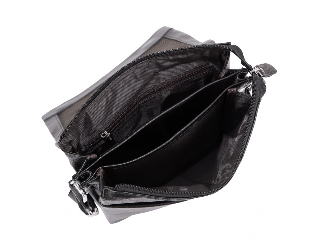 Кожаная черная сумка мужская через плечо Tiding Bag A25F-9906A - Royalbag
