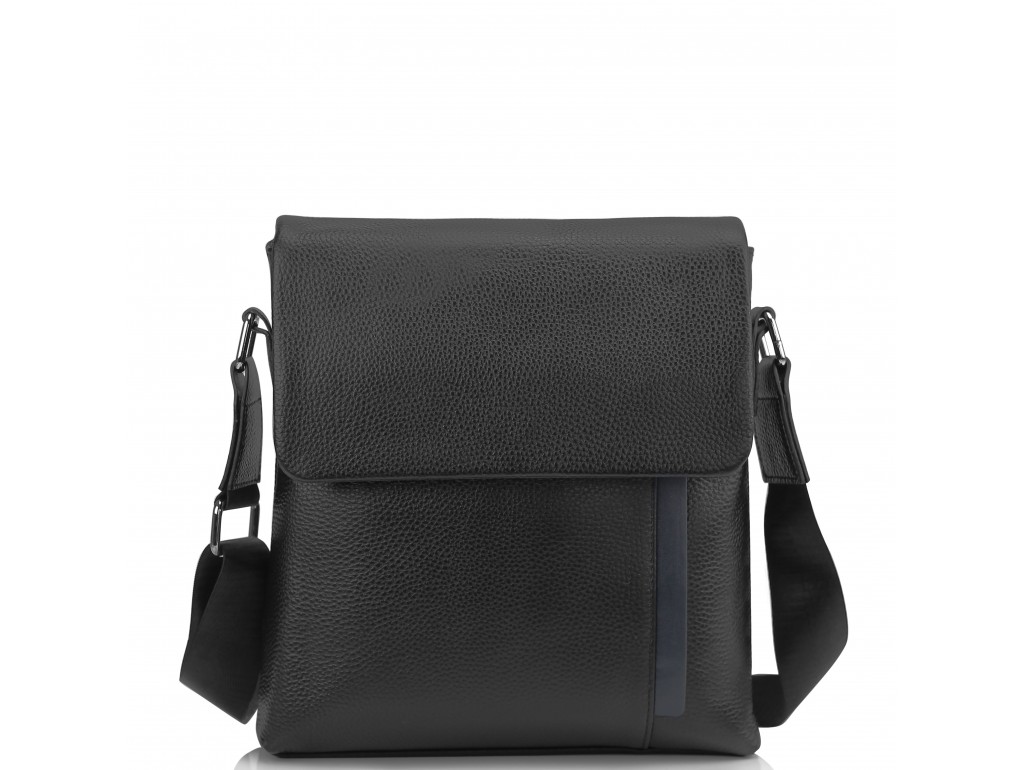 Мужская кожаная сумка через плечо черная Tiding Bag A25F-9913A - Royalbag