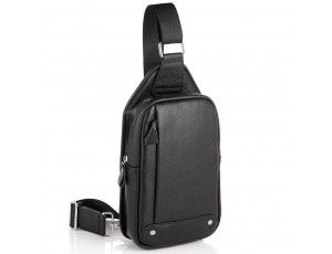 Мужской черный кожаный слинг на плечо Tiding Bag A25F-FL-0219A - Royalbag