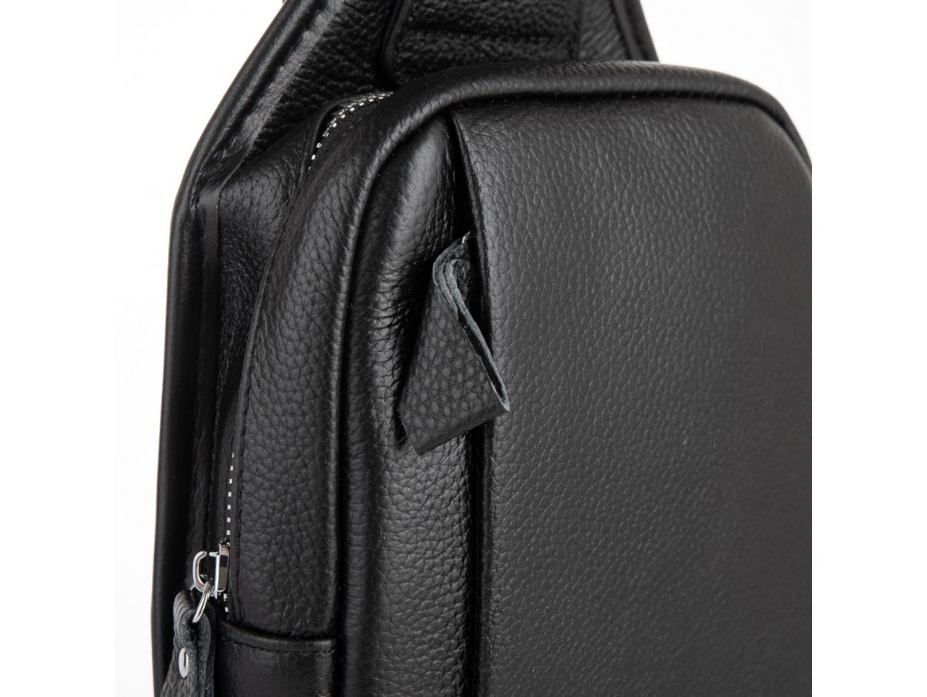 Мужской черный кожаный слинг на плечо Tiding Bag A25F-FL-0219A - Royalbag