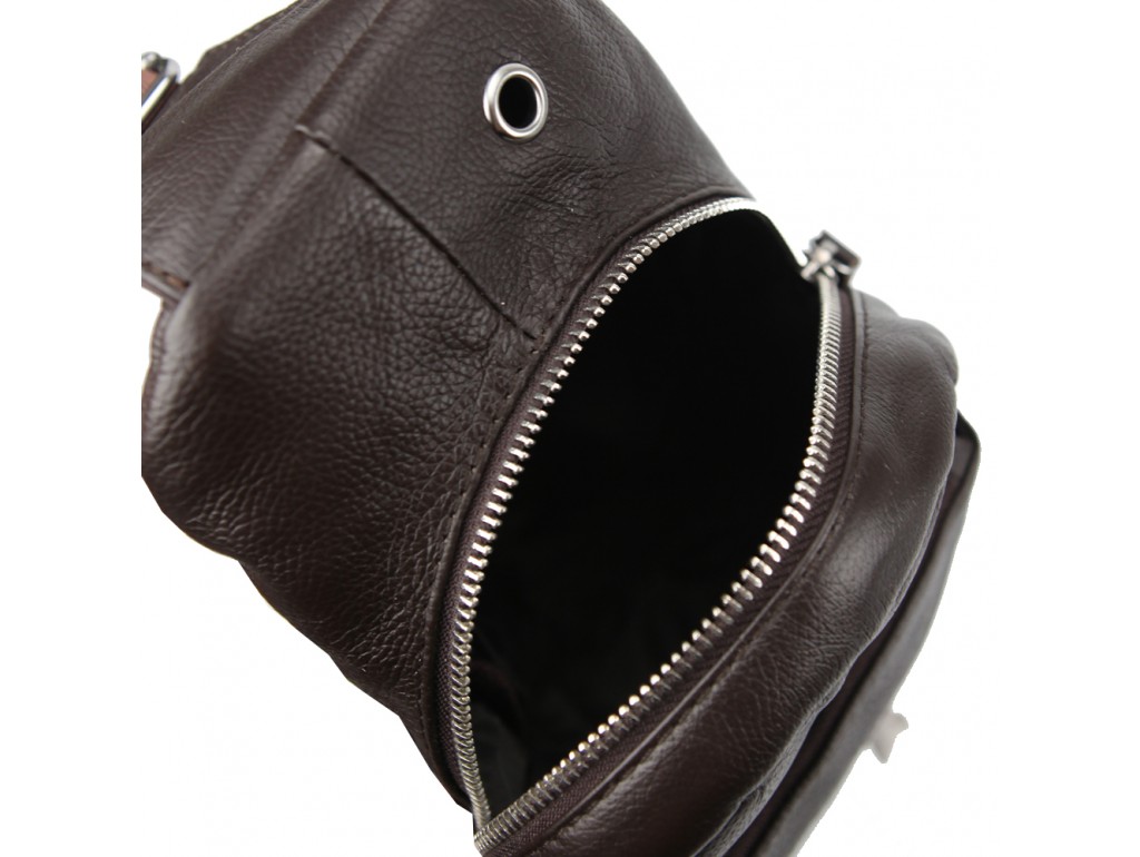 Кожаный коричневый слинг через плечо Tiding Bag A25F-FL-5311B - Royalbag