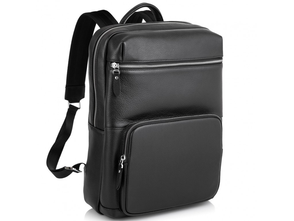 Шкіряний чоловічий рюкзак чорний Tiding Bag B3-185A - Royalbag Фото 1