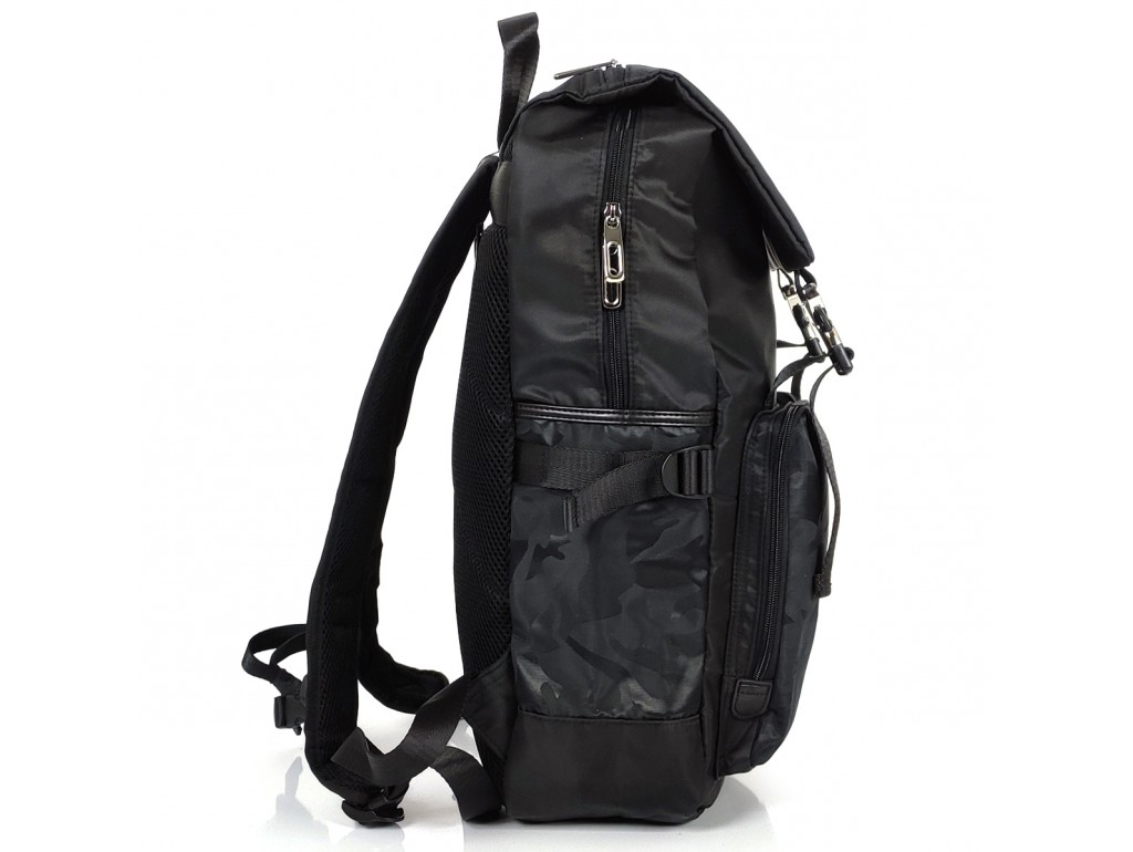 Чорний великий рюкзак Tiding Bag BPT01-CV-174254-1A з клапаном - Royalbag