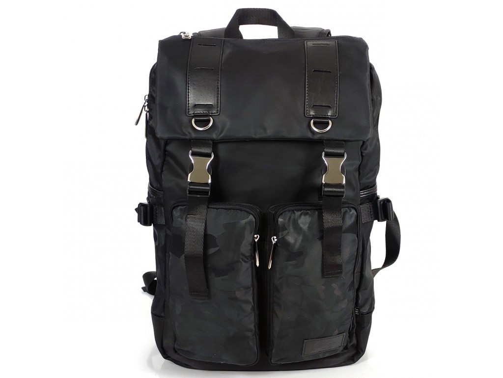 Чорний великий рюкзак Tiding Bag BPT01-CV-174254-1A з клапаном - Royalbag